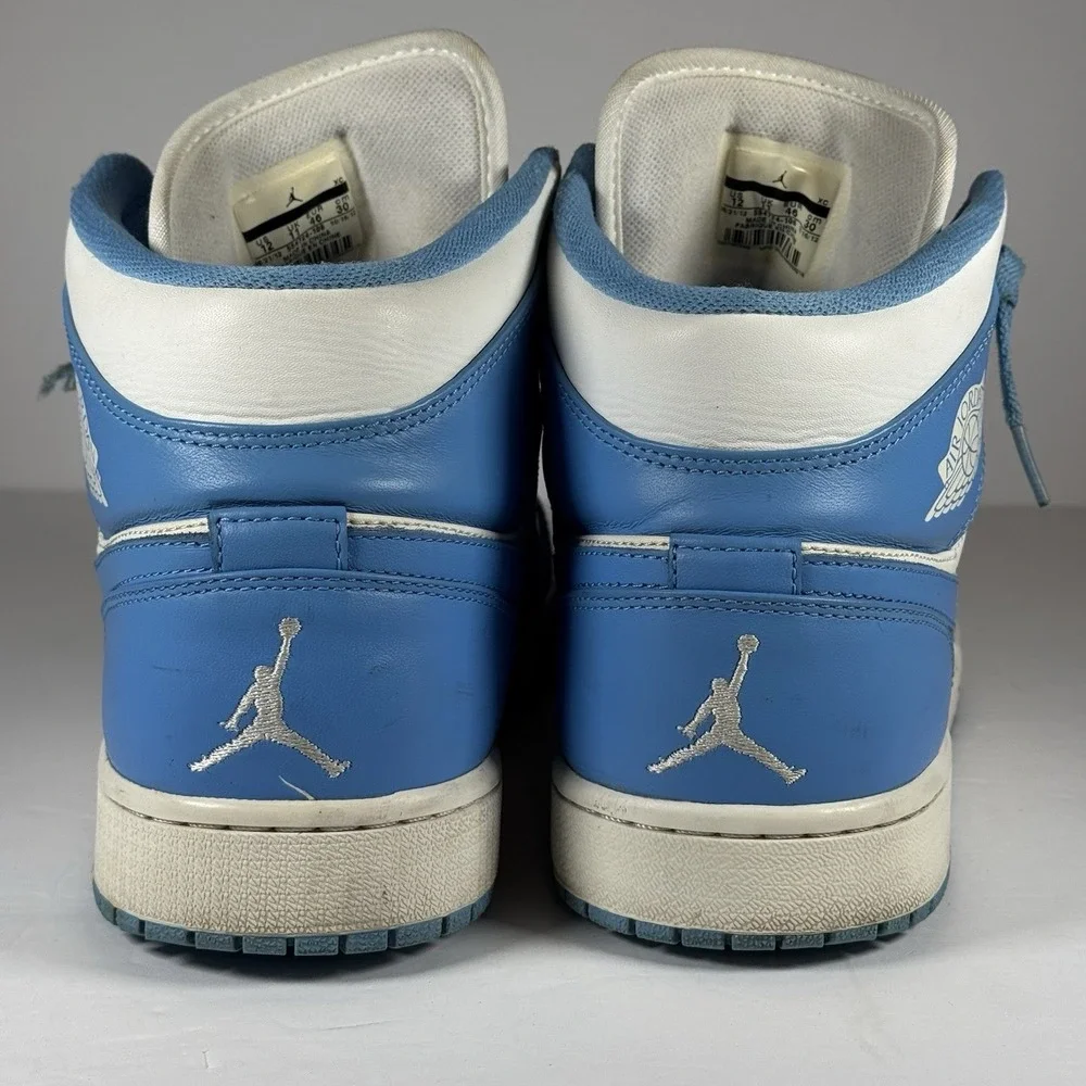 Air Jordan 1 Mid University‎ Blue White Mens Sneakers 554724-106 Size 12 2012